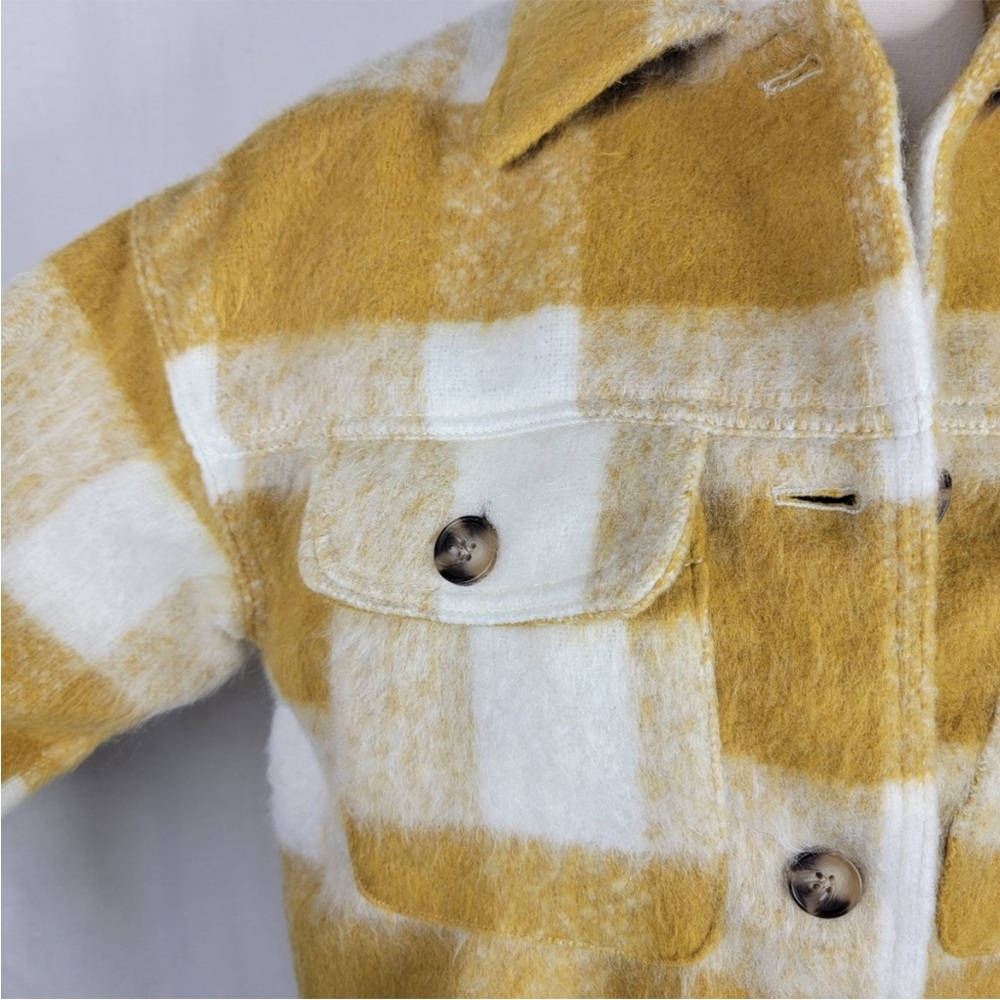 Universal Thread Womens XS Brushed Shacket Yellow Plaid Button Up - Picture 9 of 9